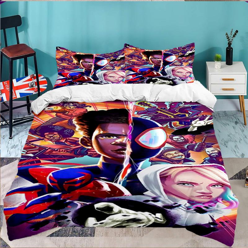 Into The Spider-verse 3PCS Bedding set,Ideal for 1pc Duvet Cover And 2pcs Pillowcases Perfect for Fan gift,Ideal for Bedroom, Dormitory