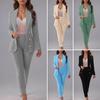 Women Pants Suit Set Double Breasted Blazer 2 Piece Business Outfit Ladies
