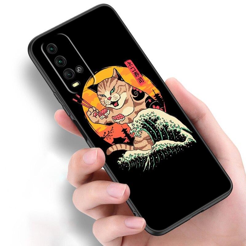 Чехол для телефона JAMULAR Neko Ramen Japan Cat Anime для Xiaomi Redmi Note 11 10 9 8 Pro 11T 10T 10S 9S 8T 9 9A 9C 9T, черный мягкий чехол