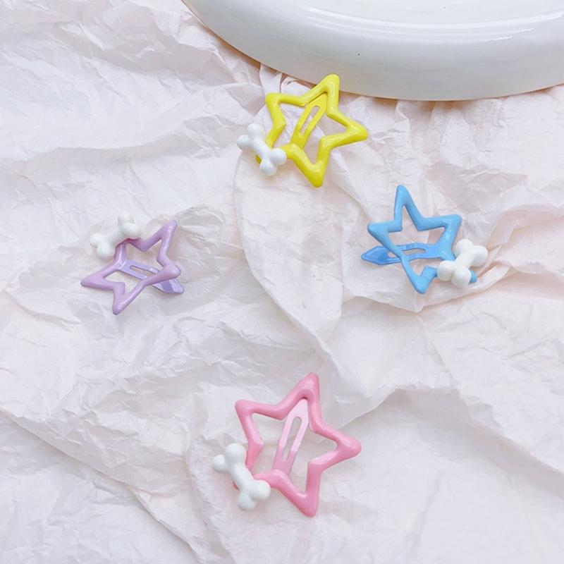 Y2K Girls Star Hair Clip for Teens Girl NonSlip Metal Sideclip Hairpin Bone Pentagrams Hair Barrettes Children Headdress