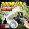 Powerful 300W LED Headlamp High Lumen 2000000LM Headlight Rechargeable Head Lantern Adjustable Waterproof Light