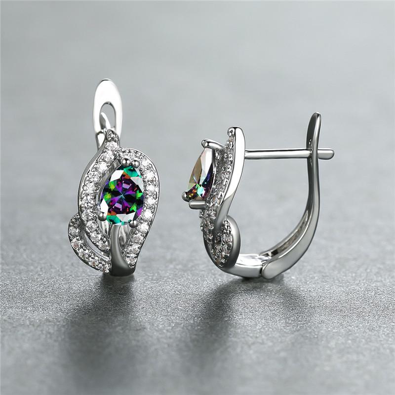 1 пара изысканных сережек-клипс с каплевидной огранкой синего, белого, красного, фиолетового цвета с камнями, серьги-кольца в стиле листа, романтический подарок на День святого Валентина