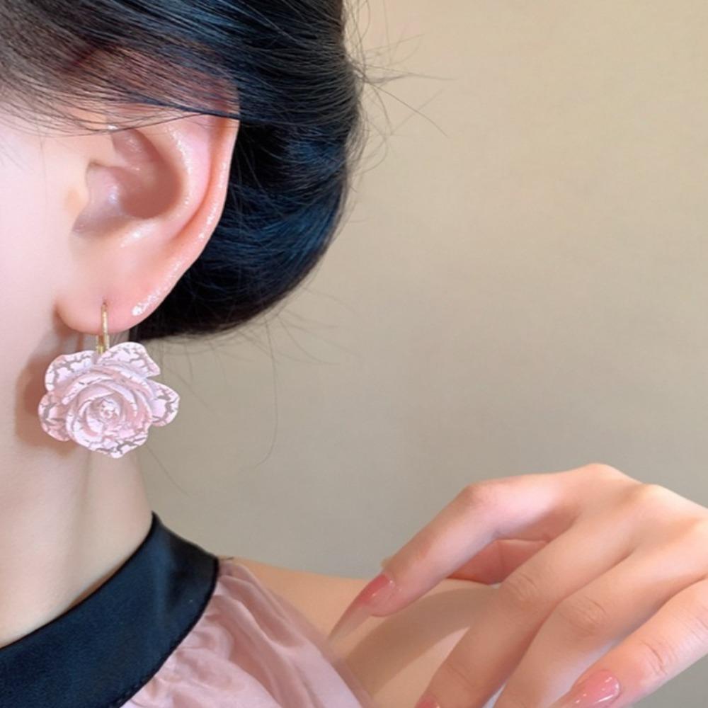 Resin Rose Flower Earrings Vacation Women's Jewelry Exquisite Flower Stud Earrings  Ladies/Girls