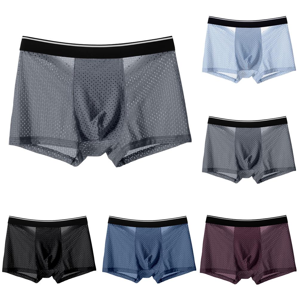 Высокое качество Ice Silk Mesh мужские сексуальные прозрачные трусы-боксеры нижнее белье