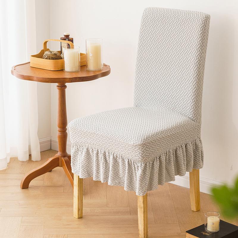 Жаккардовый стрейч чехол-юбка для обеденного стула на все сезоны