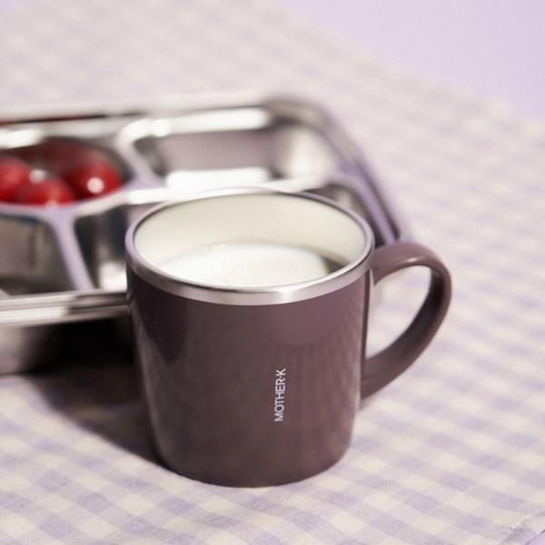 Чашки Mother K из нержавеющей стали (2 типа) + крышки (2 типа) комплект, бежевый, фиолетовый, 1 комплект