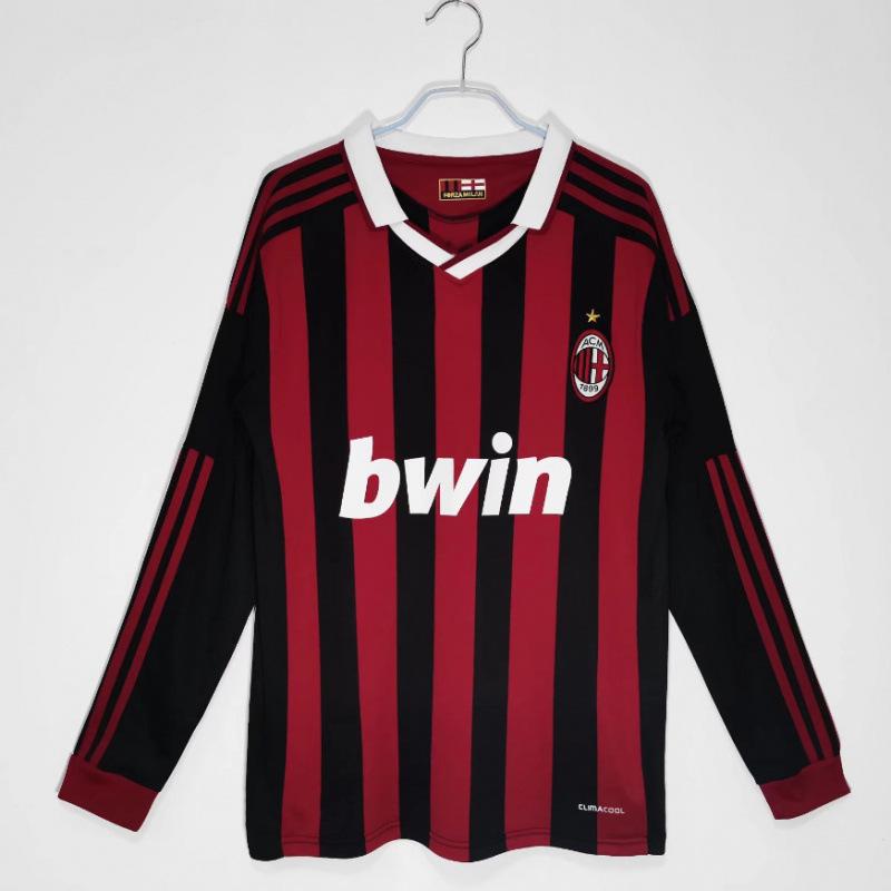 Классические ретро-футболки для ведущих клубов, футболки AC Milan с длинным рукавом, тайские футболки, оптом со склада.