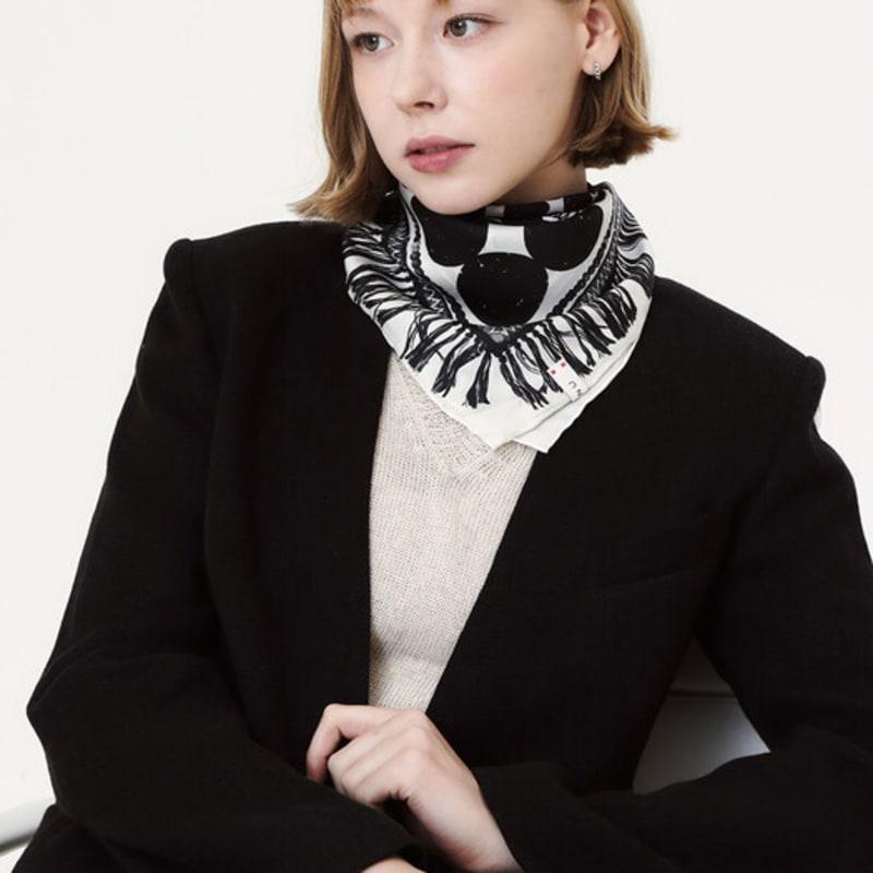 ONSZ Printed Fringe Silk Scarf