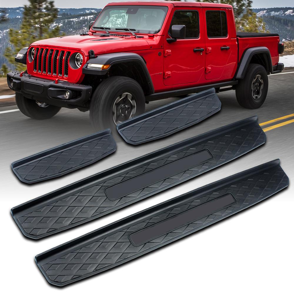 Car Door Sill Guards Door Entry Guards Protectors Entry Scuff Plate Cove Exterior Accessories For Wrangler JL Gladiator JT 2018+