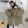 Winter All-match Tooling Cotton Jacket Women Loose Thick Coat Retro Lamb Wool Coat