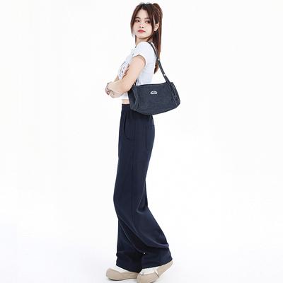 Брюки с высокой талией, свободные, с широкими штанинами, женские, весенние, универсальные, брюки-полумесяцы, женские, весенние, повседневные брюки