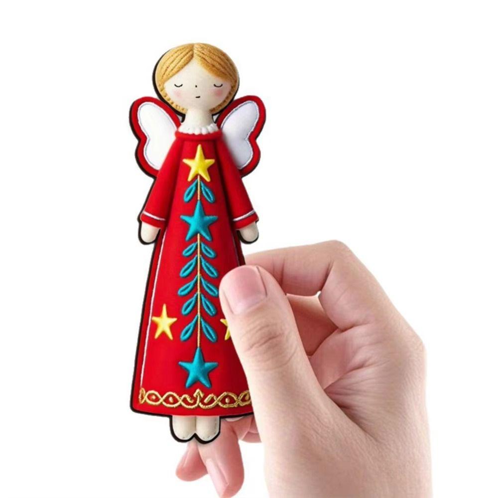 8Pcs New 2D Christmas Angel Pendant Flat Decorative Pendant Christmas Wooden Pendant Christmas Tree Top Decoration Home Ornament