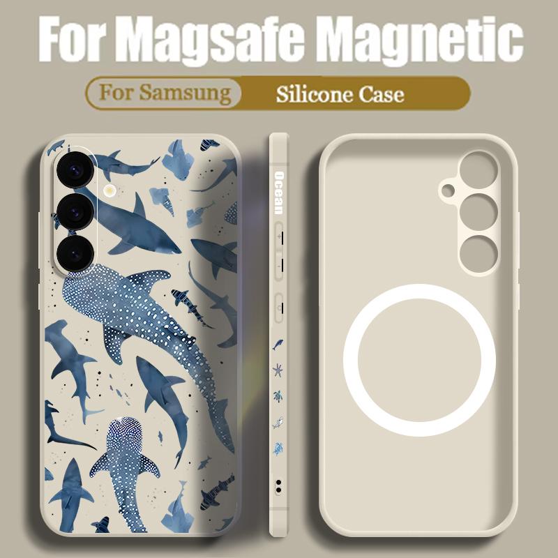 Чехол для телефона с китом для Samsung Galaxy S25 FE S26 S25 S24 S23 S22 Ultra Plus Для Magsafe Беспроводная зарядка Магнитный ТПУ Чехол с ремешком