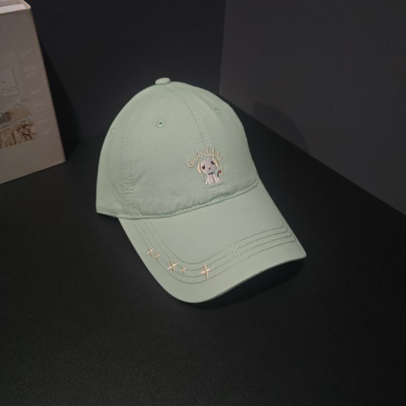 Cartoon embroidery age-reducing sweet girl dopamine wears a baseball cap to show her face, cute puppy peaked cap children