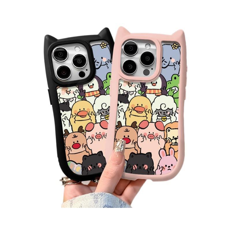 Мультяшный Bier Животное Чехол для iPhone11promax Apple 11 Мобильного Телефона 11 Кошачьи Ушки 11 Защита от Падений 11 Жесткий 11 Женский
