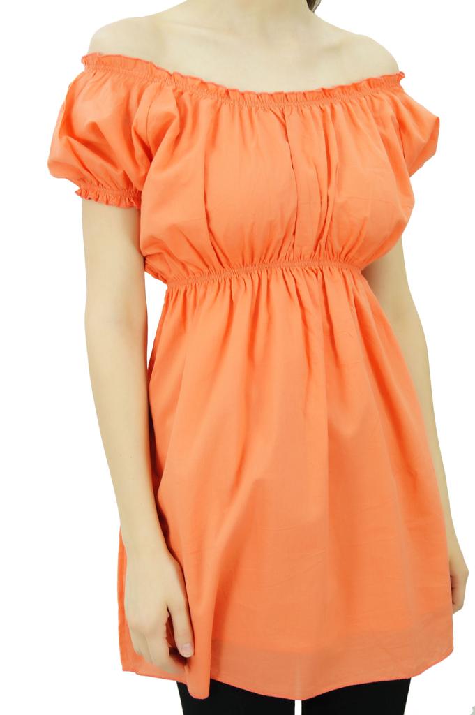 Bimba Женские топы с открытыми плечами и пышными рукавами, блузка с эластичной талией, хлопок