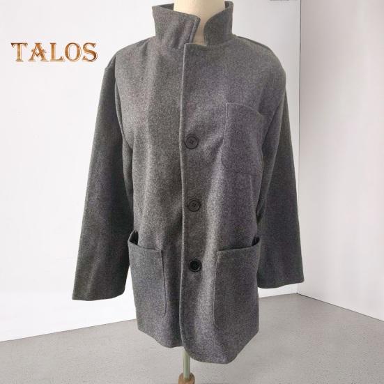 Мужское пальто с лацканами, длинный рукав, однобортный однотонный пиджак с карманами, свободный крой, повседневная верхняя одежда, повседневная одежда