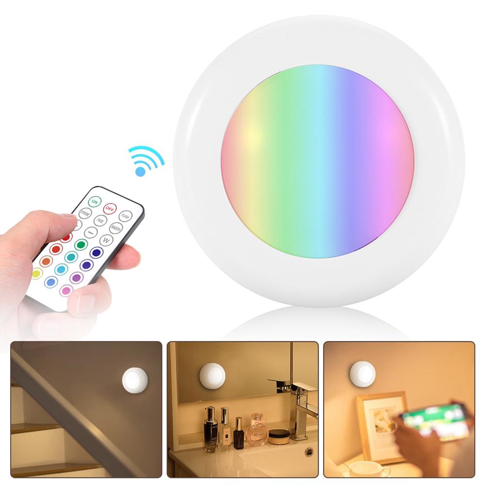 Tomshine DC5V 0.25W RGB LED Cabinet Light Puck Lamp 3 * AAA Battery Powered Operating 6 Packs