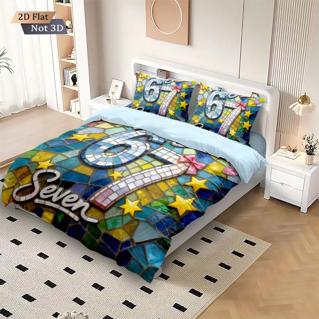 3 шт. Стеклянный Расписной 67 Элементов Напечатанный Без Наполнителя Комплект Пододеяльников Разные Размеры Спальня Постельное Белье Праздничное Украшение Машинная Стирка