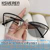 TR90 Кошачий глаз фотохромные очки для близорукости женские стильные очки по рецепту с блокировкой синего света оптические очки очки для вождения