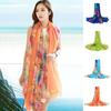 Chiffon Gauze Scarf Vibrant Color Printing Sun Protection Shawl Oversized Beach Towel Swimwear Tops Dresses Extra Large Cover Up