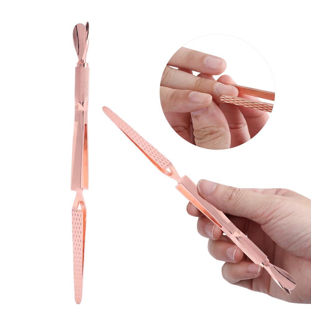 Nail Shaping Nail Glue Removal Clamp Stainless Steel Clip Nail Art Tool (Rose Gold)