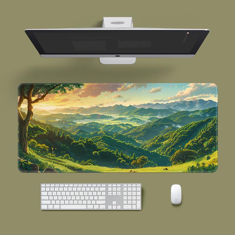Extra Large Washable Mouse Pad - Aurora Landscape & Sunset Clouds Design, Thickened for Office and Gaming Desks