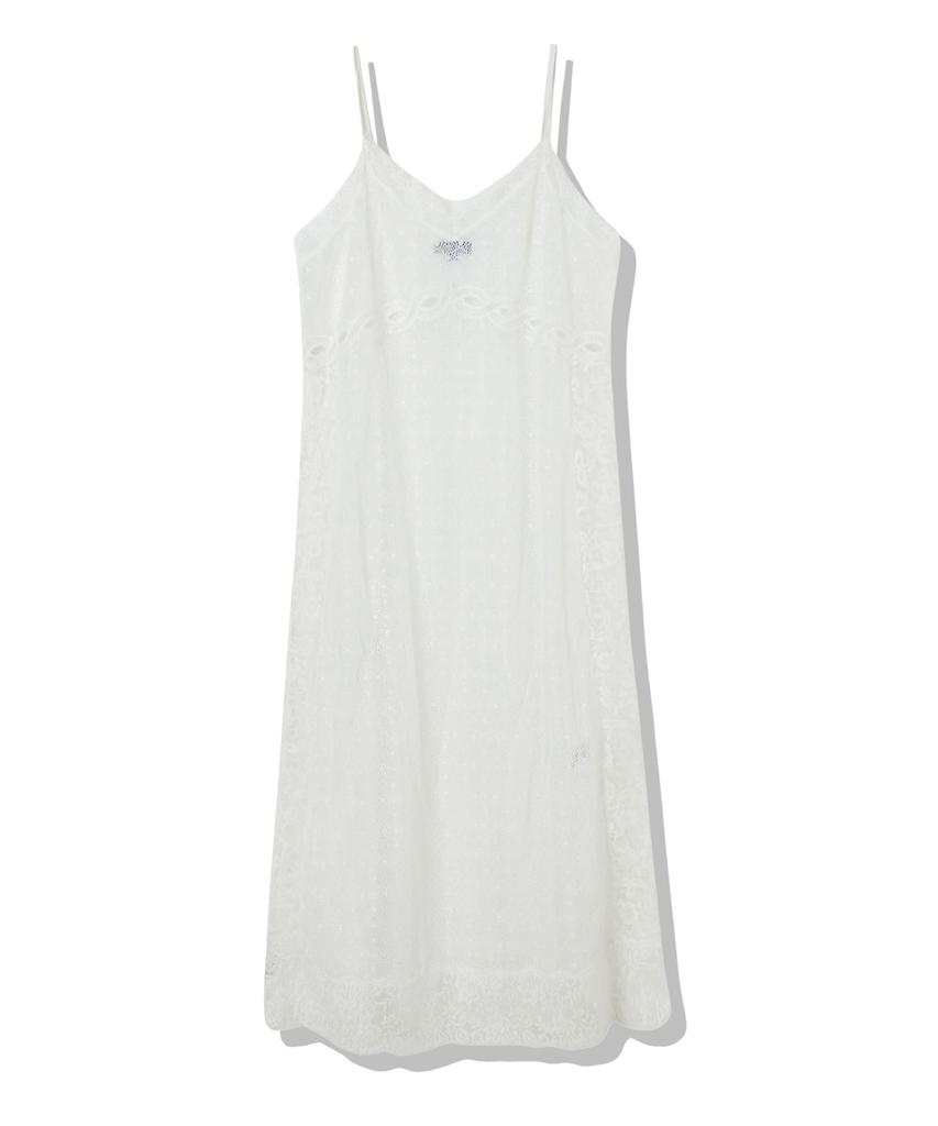 Penfield Crochet Mix Long Dress White_Fs2Ws52F