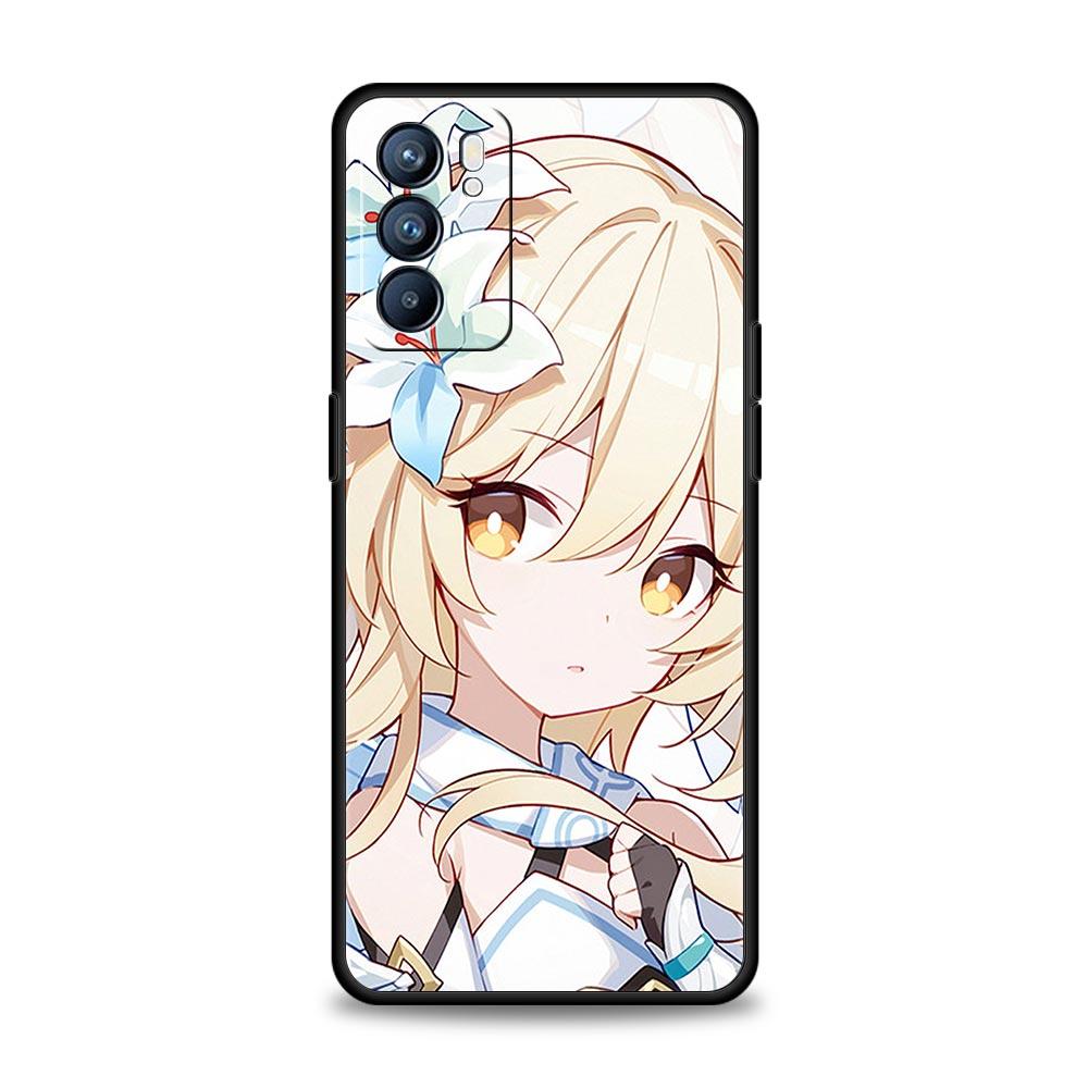 Чехол для игрового телефона Genshin Impact для Oppo A54 A53 A52 A9 2020 A15 A95 A16 A76 A74 A12 Find X5 Reno7 Reno6 Pro Plus 5G черный чехол
