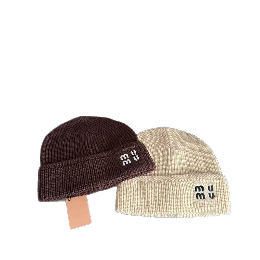 New Baotou Cold Hat Premium Retro Alphabet Wool Knitted Hat Women's Autumn and Winter Wool Hat Versatile Fashion