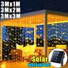 3M Solar Curtain Lights Fairy Garland String Lights 8 Modes Outdoor Waterproof Decorative Lights for Fairy Christmas House Garden