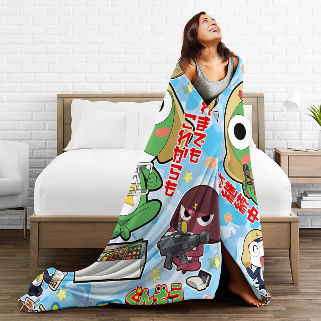 Classic Comedy Anime Keroros Frog Blanket Travel Flannel Throw Blanket For Couch Chair Super Soft Design Quality Bedspread Gift