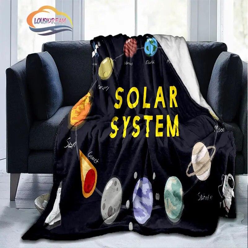 Space Universe and Many Planets In Galaxy Series Fashion Flannel Blanket Solar System Wallpaper Blanket Sofa Bed Warm