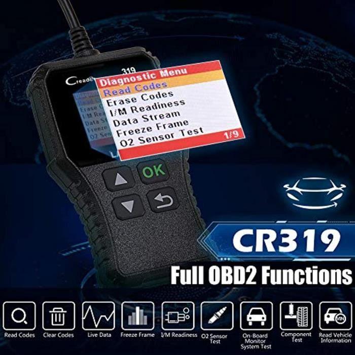 LAUNCH CR319 Scanner Auto Diagnostic OBD2 / EOBD/Can pour Lire et Effacer Les Codes d’Erreur du Moteur, Testeur d'EVAP et de Capteur