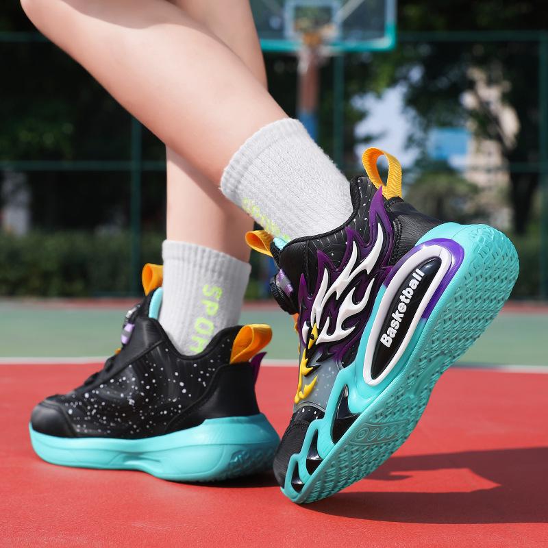 Трендовые кожаные баскетбольные кроссовки для мальчиков Осень/Зима 2025 - Прочные, Нескользящие, Мягкая подошва для детей