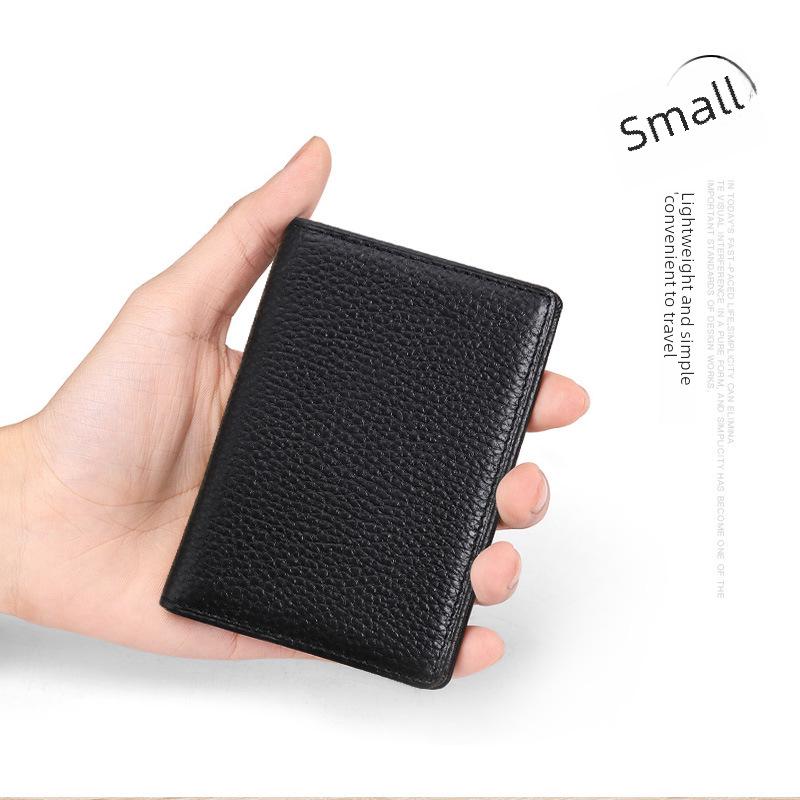 Мужской держатель для RFID-карт из натуральной кожи - Lychee Grain Cowhide 8106