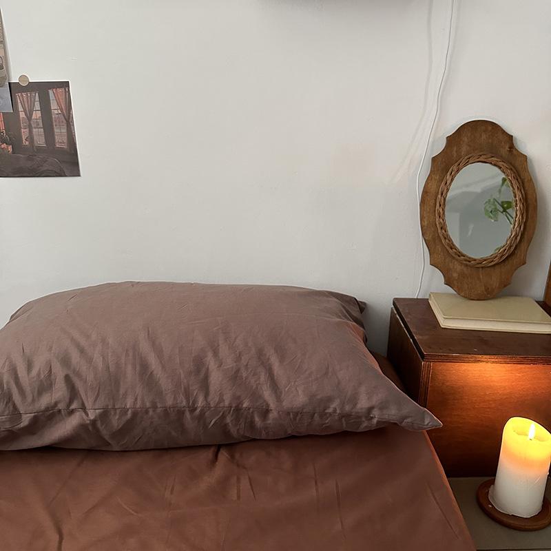 Наволочка из чистого хлопка в полоску, однотонная (Цельный кусок)