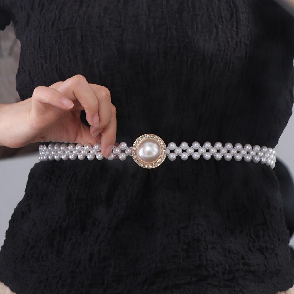 Waist Chain Women Waistband Korean Style Waist Belt Sweet Pearl Belt  Ladies