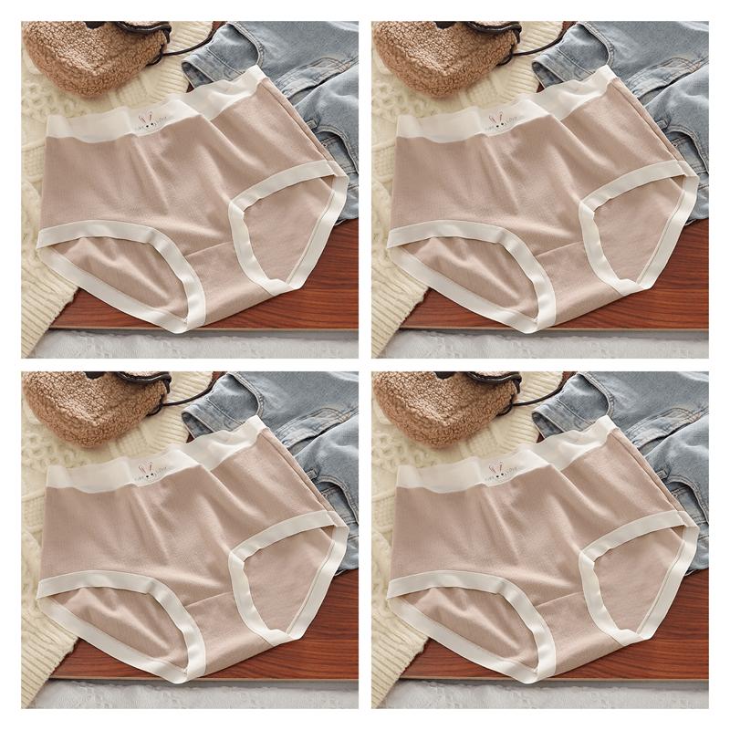 4pcs/set Women's Plus Size Underwear High Waist Cotton Panties Fit 50-150kg Wear Antibacterial Breathable Briefs XL XXL 3XL 4XL 5XL