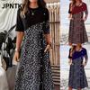 JPNTKY Модные Летние Весенние Платья Повседневные с Коротким Рукавом и Круглым Вырезом