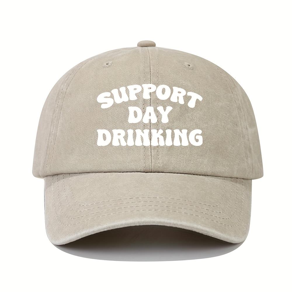 Женская регулируемая бейсболка Snapback с юмористическим дизайном 'Day Drinking' и надписью 'Support Day Drinking', легкая, с эффектом стирки