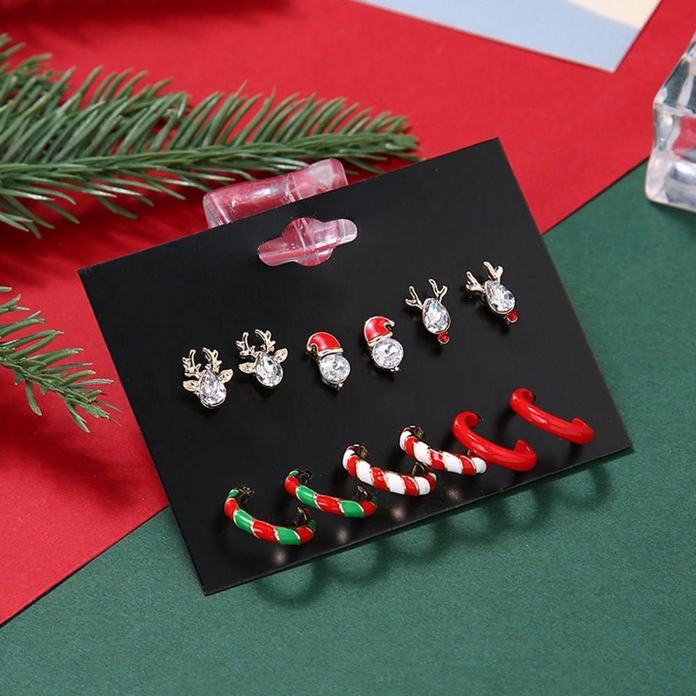Santa Claus Elk Christmas Earrings Set Female Ear studs Korean Style Earrings Red Dangle Earrings