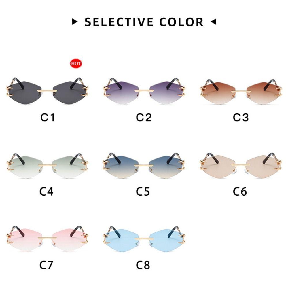 Солнцезащитные очки без оправы в стиле ретро с градиентом UV400, популярные металлические очки без оправы, квадратные солнцезащитные очки для мужчин и женщин