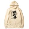 Japanese Letter & Dragon Graphic Drawstring Hoodies Unisex Fashion Casual Oversized Loose Pullover Tops Spring Autumn Black Sweatshirts