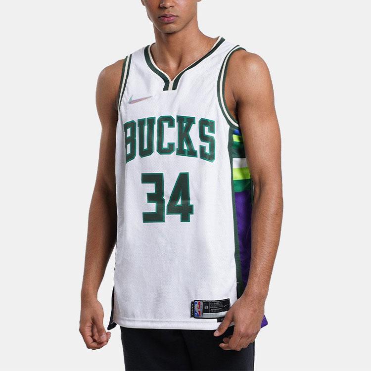 Nike НБА Милуоки Бакс Городская версия Джанис Адетокумбо 34 Dri-FIT Swingman Майка DB4035-100
