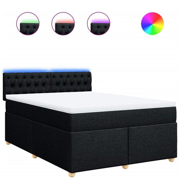 Maison Exclusive - Sommier à lattes de lit avec matelas Noir 160x200 cm Tissu