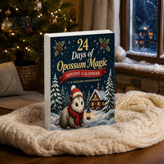 Christmas Advent Calendar 24 Days with 2D Flat Acrylic Possum Pendants, Hanging Ornaments Festive Countdown for Tree Decoration And Holiday