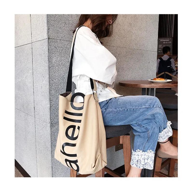 Большая сумка женская, новинка 2018 года, холщовая женская модная портативная сумка-тоут с буквами, широкополосная сумка большой вместительности