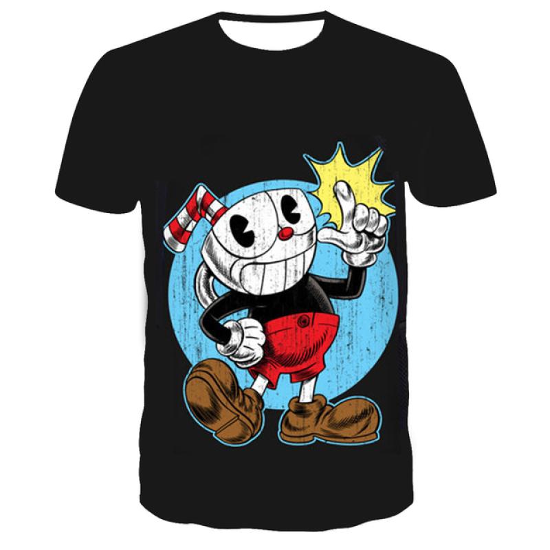 Детская футболка с 3D Cuphead Mugman, забавная одежда с принтом для девочек, детские топы для мальчиков, детская одежда, футболки для малышей, мужская и женская одежда, футболка