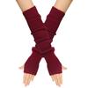 Autumn and Winter Knitted Gloves Women Warm Solid Color Extended Arm Cover Long Finger Sleeves Exposed Gloves Fingerless Gloves